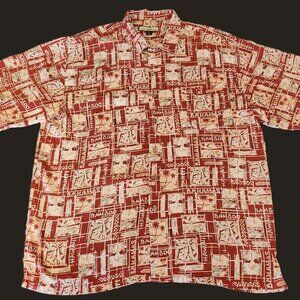 Tommy Bahama, Men's, red & white Hawaiian aloha shirt, silk, XXL, button, 2xl
